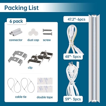 Barrina LED Grow Light, 252W(6 x 42W) 4ft T8, Full Spectrum, V-Shape with Reflector, Linkable Design, Plant Lights for Indoor Plants, 6-Pack