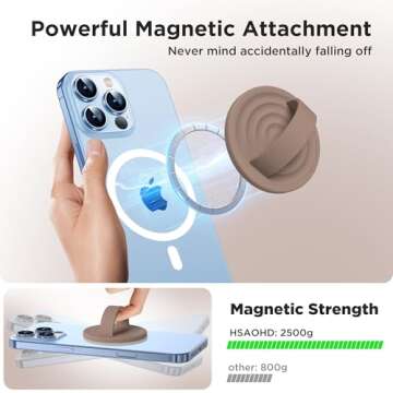 HSAOHD Upgraded Magnetic Phone Grip - Luxurious Silicone Comfort for iPhone