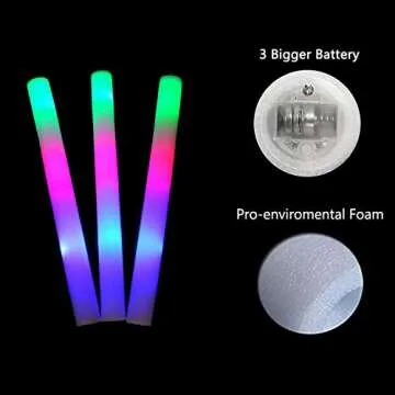 Foam Glow Sticks - 52PCS LED Light Up Party Favors