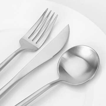 Vanys 20 Piece Matte Silver Cutlery Set for Modern Dining