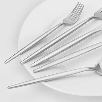 Vanys 20 Piece Matte Silver Cutlery Set for Modern Dining