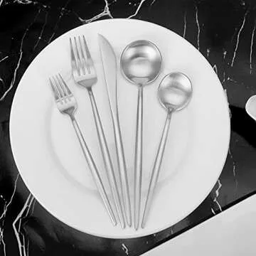 Vanys 20 Piece Matte Silver Cutlery Set for Modern Dining