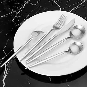 Vanys 20 Piece Matte Silver Cutlery Set for Modern Dining