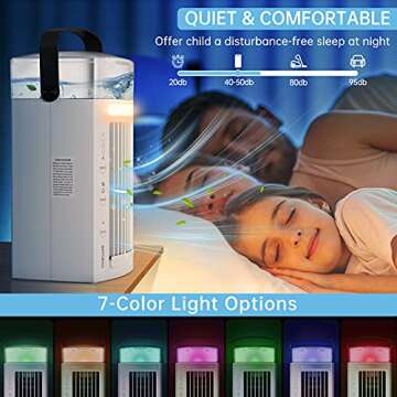 Portable Air Conditioner Fan, Personal Air Cooler with 3 Speeds, Mini Evaporative Desktop Air Humidifier Misting Cooler Fan for Room Home Office