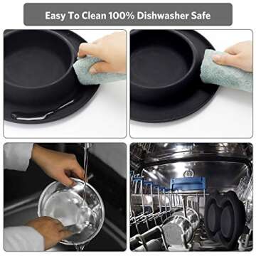 Kulmeo Dog Food Bowl Cat Food Bowls Stainless Steel Dog Food and Water Bowls with Non Skid Silicone Mat Spill Proof Puppy Bowl 14oz (M, Grey)