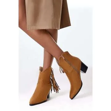 Coutgo Women's Stylish Pointed Toe Ankle Boots