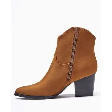 Coutgo Women's Stylish Pointed Toe Ankle Boots