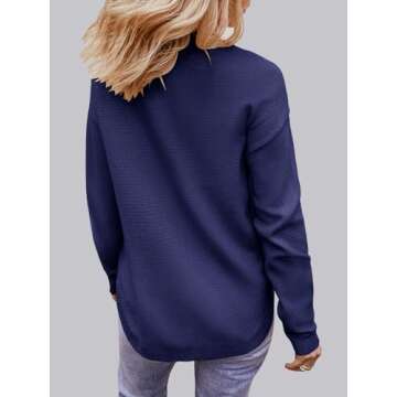 MEROKEETY Women's Navy Long Sleeve Oversized Sweater