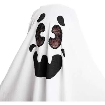 Spooktacular Kids Ghost Costume with Pumpkin Basket for Halloween