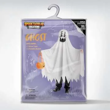 Spooktacular Kids Ghost Costume with Pumpkin Basket for Halloween