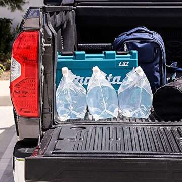 Juvale Water Storage Containers - 2-Pack 5 Liter, 1.32 Gallon, Collapsible Foldable Plastic Portable Water Tank Carriers for Camping, Hiking, Outdoor Activities