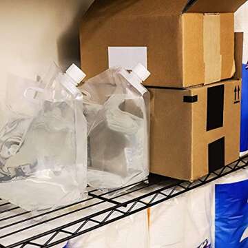 Juvale Water Storage Containers - 2-Pack 5 Liter, 1.32 Gallon, Collapsible Foldable Plastic Portable Water Tank Carriers for Camping, Hiking, Outdoor Activities