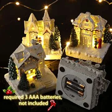 Tuanse 15 Pcs Christmas Village Set with Lighted Houses