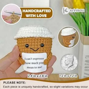 Krinisou Coffee Lovers Gifts: Positive Crochet Espresso Gifts for Friends and Family
