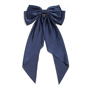Elegant Navy Satin Hair Bows for Women and Girls - Stylish Accessories