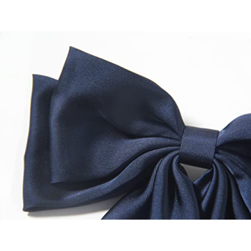 Elegant Navy Satin Hair Bows for Women and Girls - Stylish Accessories