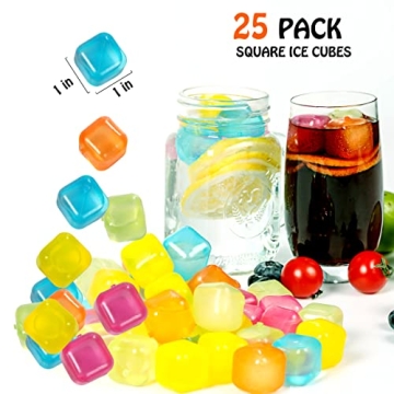 Colorful Reusable Ice Cubes 25-Pack for Summer Drinks