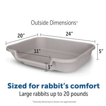 BunnyGoHere Rabbit Litter Box Misty Gray Color Large Size. Review Size Photo Prior to Ordering