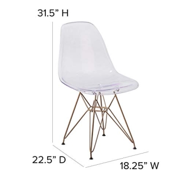 Elegant BizChair Ghost Chair with Gold Metal Base