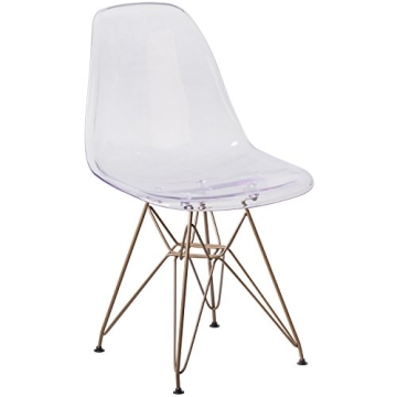 Elegant BizChair Ghost Chair with Gold Metal Base