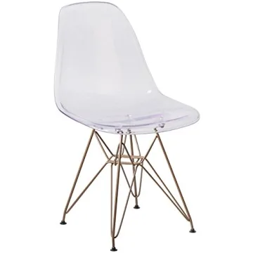 Elegant BizChair Ghost Chair with Gold Metal Base
