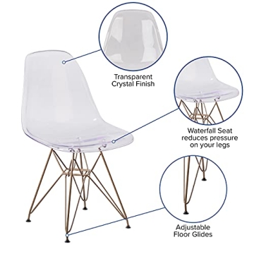 Elegant BizChair Ghost Chair with Gold Metal Base