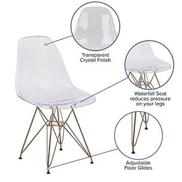 Elegant BizChair Ghost Chair with Gold Metal Base