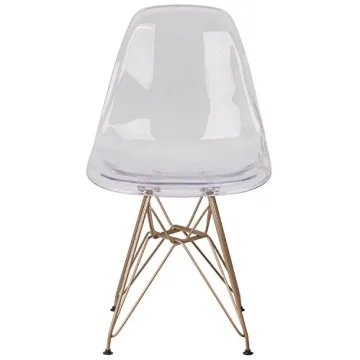 Elegant BizChair Ghost Chair with Gold Metal Base