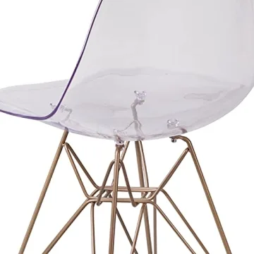 Elegant BizChair Ghost Chair with Gold Metal Base