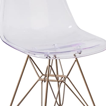 Elegant BizChair Ghost Chair with Gold Metal Base