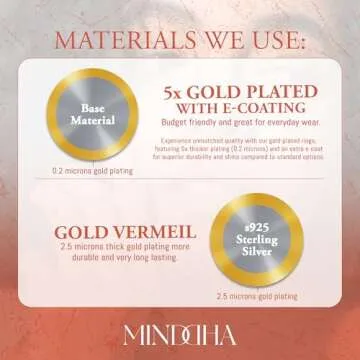 MINDDHA Elegant 14K Gold Plated Cubic Zirconia Simulated Diamond Stackable Eternity Rings, Metallic Timeless Design, Ideal Gift Material - 1.5mm Thin Bands - Size 6