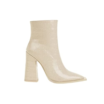 Vivianly Women Square-Toe Boots – Comfort & Style in Creamy White