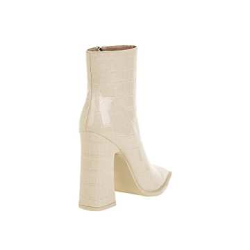 Vivianly Women Square-Toe Boots – Comfort & Style in Creamy White