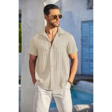 COOFANDY Men's Short Sleeve Beach Shirt for Summer