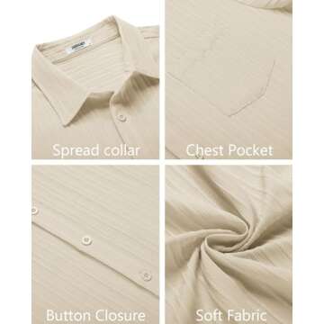COOFANDY Men's Short Sleeve Beach Shirt for Summer