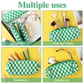 Chic WSICSE Checkered Makeup Bag Set for Women