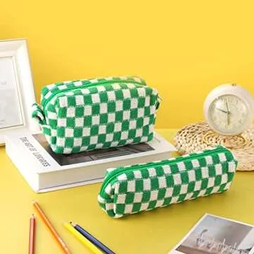 Chic WSICSE Checkered Makeup Bag Set for Women