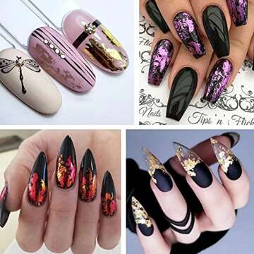 Nail Stickers Gold Nail Art Foil Fragments Nail Glitter Sequins Holographic Irregular Foil Sticker 3D Glitter Foil Flakes Nail Art Decals Colorful Design Nail Art Decoration Sequins Supplies 12 Colors