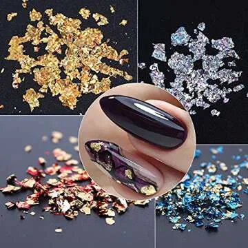 Nail Stickers Gold Nail Art Foil Fragments Nail Glitter Sequins Holographic Irregular Foil Sticker 3D Glitter Foil Flakes Nail Art Decals Colorful Design Nail Art Decoration Sequins Supplies 12 Colors