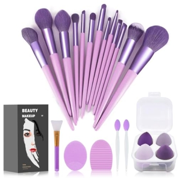 Koccido 22-Piece Purple Makeup Brush Set Complete Kit