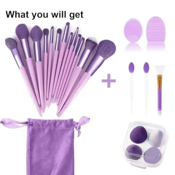 Koccido 22-Piece Purple Makeup Brush Set Complete Kit