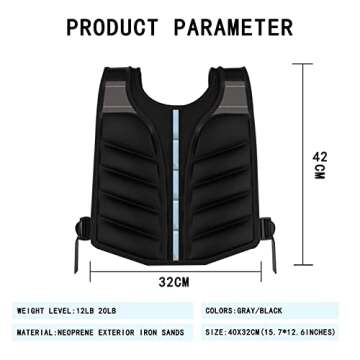 Weighted Vest, Body Weight Vest with Reflective Stripe for Running, Workout, Strength Training, Muscle Building, Weight Loss,12lb