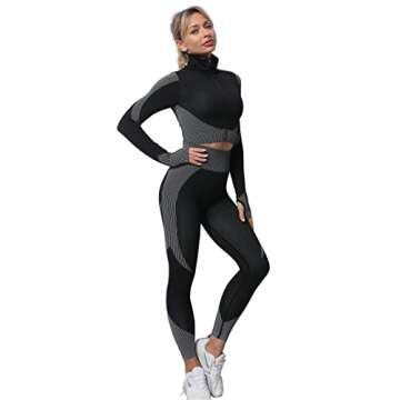 YETOWA Women's 3 Piece Seamless Outfit Workout Set for Yoga & Fitness