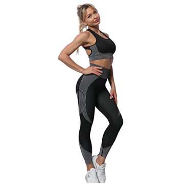 YETOWA Women's 3 Piece Seamless Workout Set for Fitness
