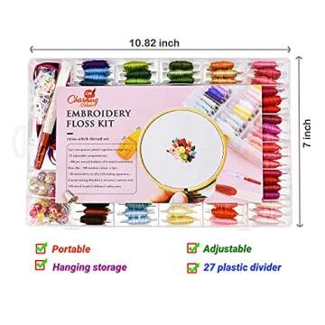 374Pcs Embroidery Floss Kit with Organizer for Crafting
