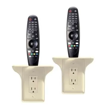 Power Perch Wall Outlet Shelf – Transform Your Outlet into a Space-Saving Display! Perfect for Alexa, Electric Toothbrush & More – Sturdy Light Socket Shelf by Storage Theory - (Almond, 2 Pack)