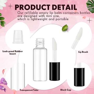 Jinei 150 Pcs Mini Lip Gloss Tubes for Beauty DIY