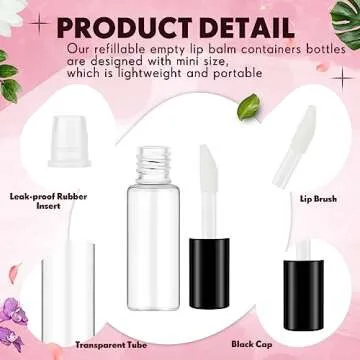 Jinei 150 Pcs Mini Lip Gloss Tubes for Beauty DIY