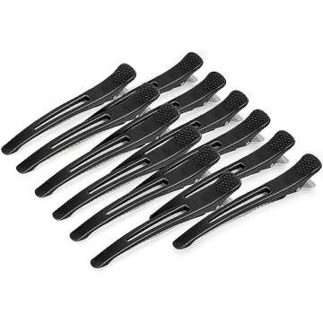 12 PCS Silicone-Banded Duck Billed Hair Clips - No Crease, Non-Slip for Haircutting, Salon & Home St...