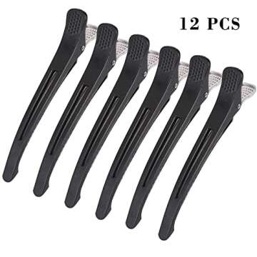 Non-Slip Duck Billed Hair Clips - 12 PCS for Salon Use